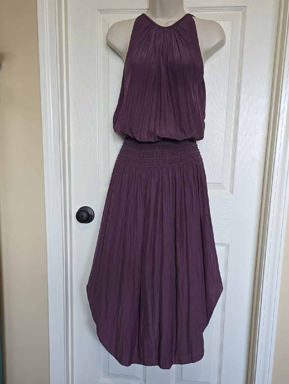 Ramy Brook Plum Halter-Style Evening Dress